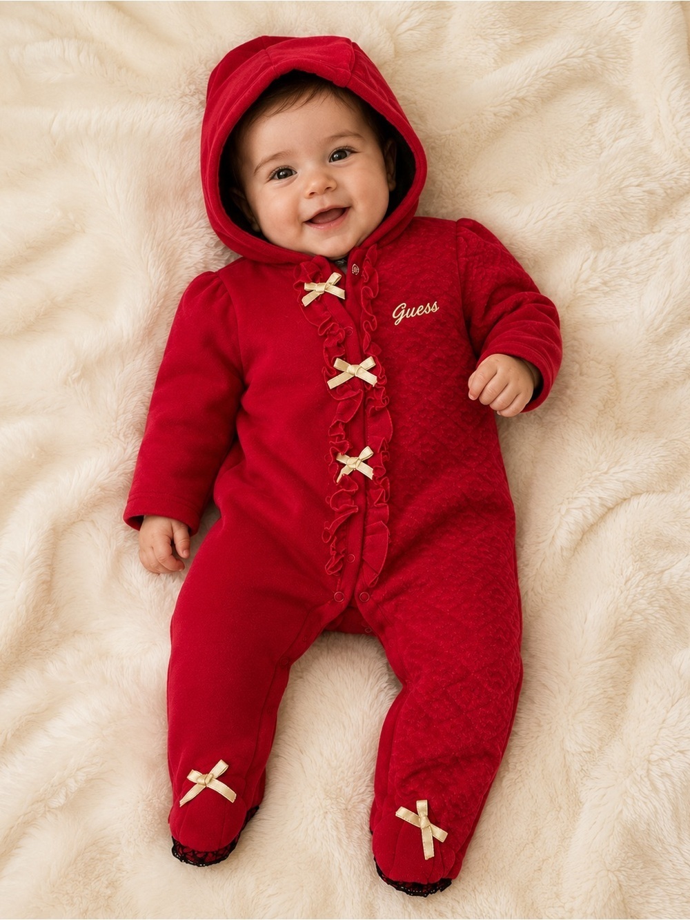 Guess baby girl hooded one piece outfit 3-6